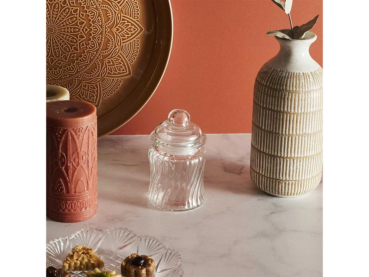 Bonbonnière en verre arrondi transparent Ø7,5cm