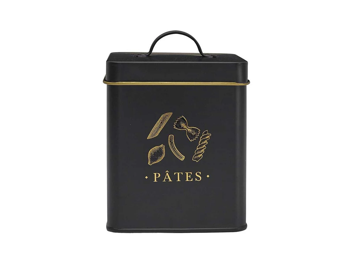 Boîte de rangement en métal noir et doré pour pates - LUXOR