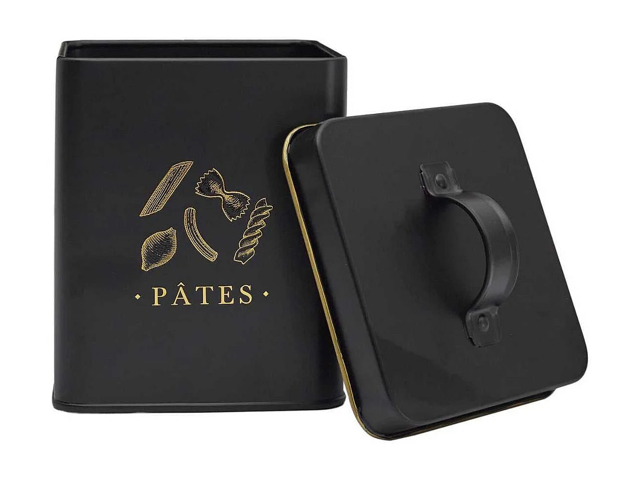 Boîte de rangement en métal noir et doré pour pates - LUXOR