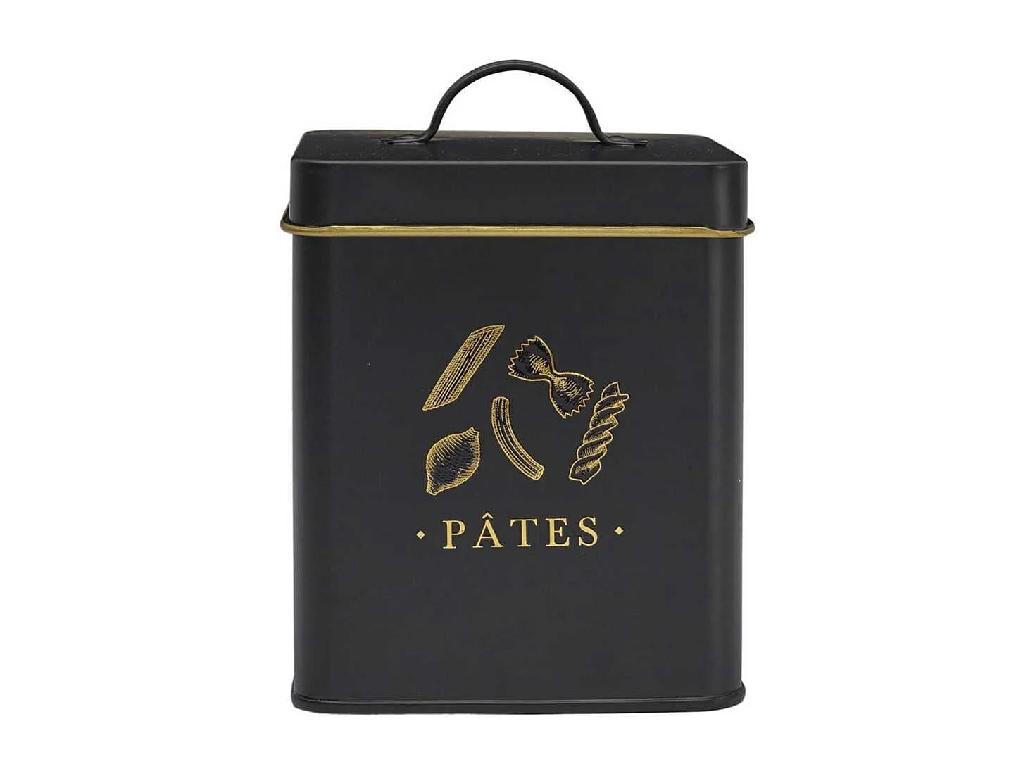 Boîte de rangement en métal noir et doré pour pates - LUXOR