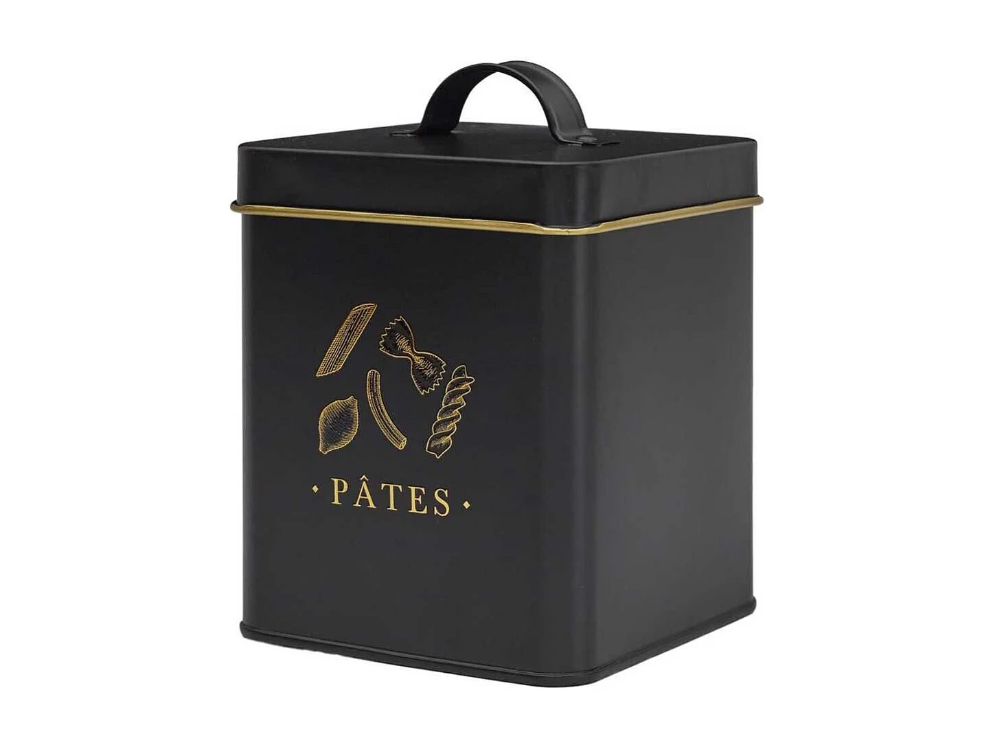 Boîte de rangement en métal noir et doré pour pates - LUXOR