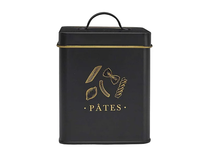 Boîte de rangement en métal noir et doré pour pates - LUXOR