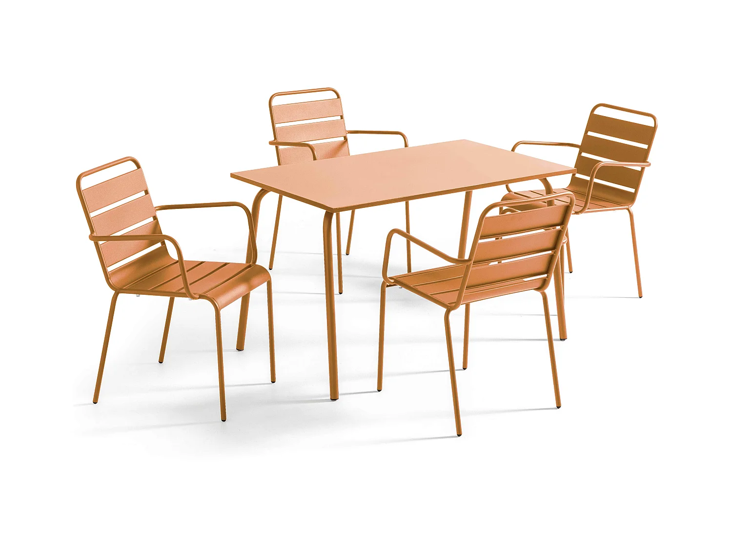 Ensemble table de jardin et 4 fauteuils en métal Caramel - Palavas