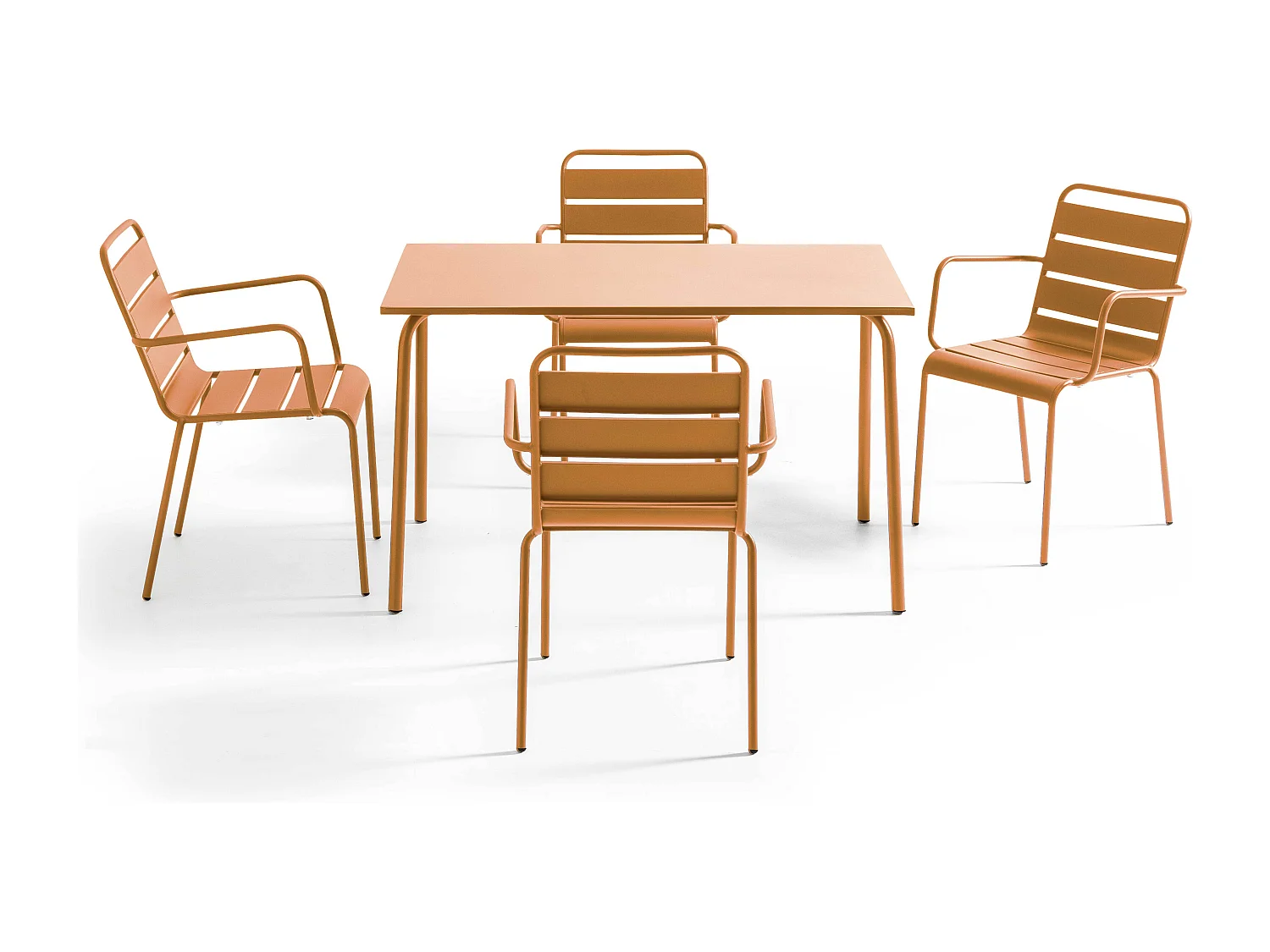 Ensemble table de jardin et 4 fauteuils en métal Caramel - Palavas