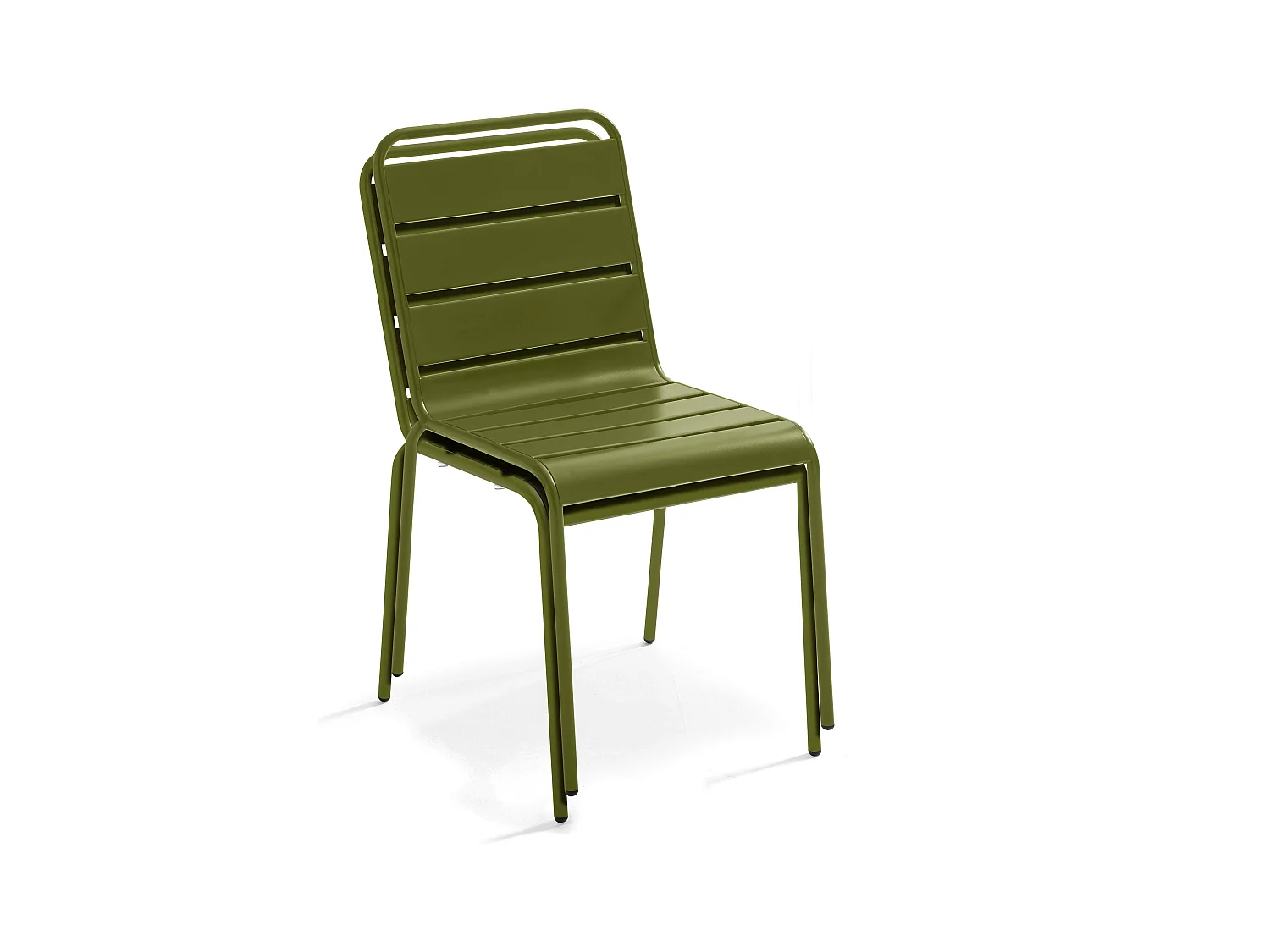 Ensemble table de jardin et 8 chaises en métal gris et vert kaki - Palavas