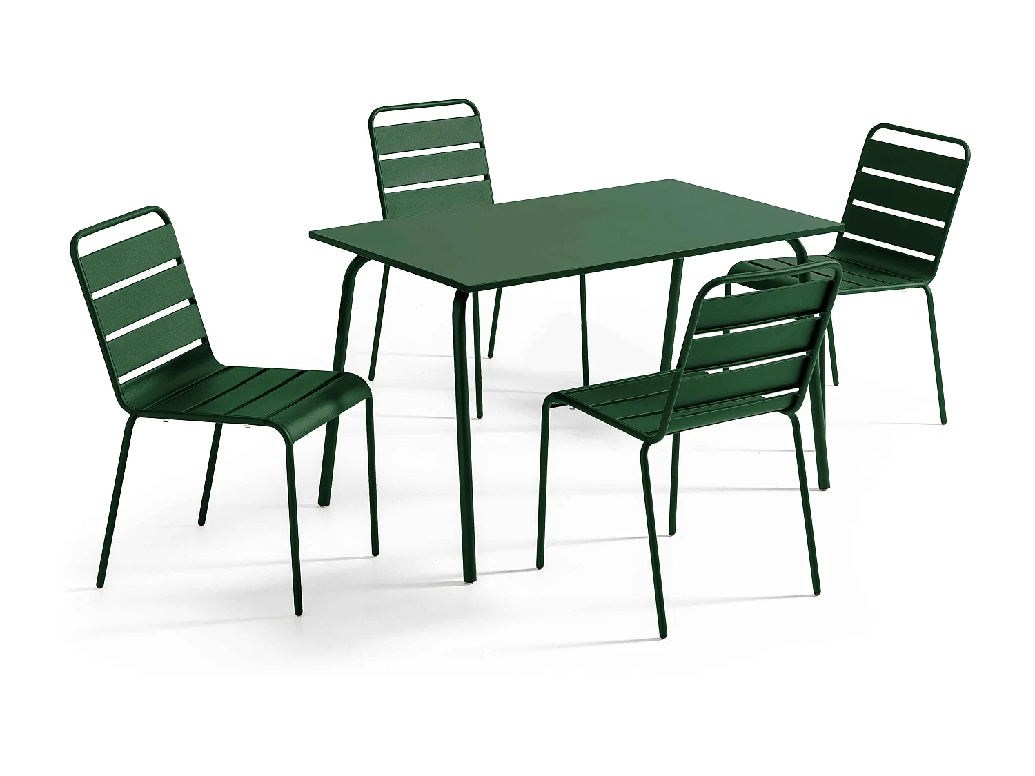 Ensemble table de jardin en métal et 4 chaises Vert forêt - Palavas