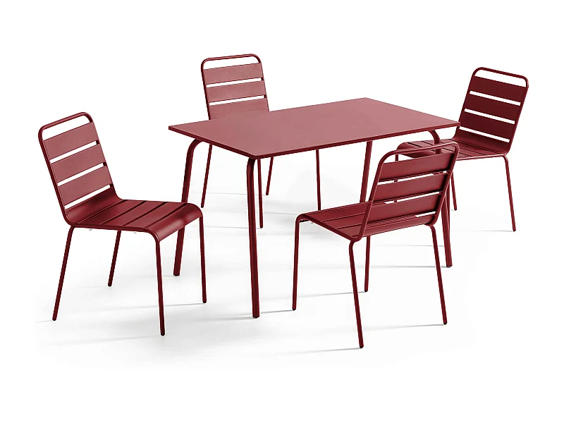 tuinset met tafel en 4 Paars stoelen