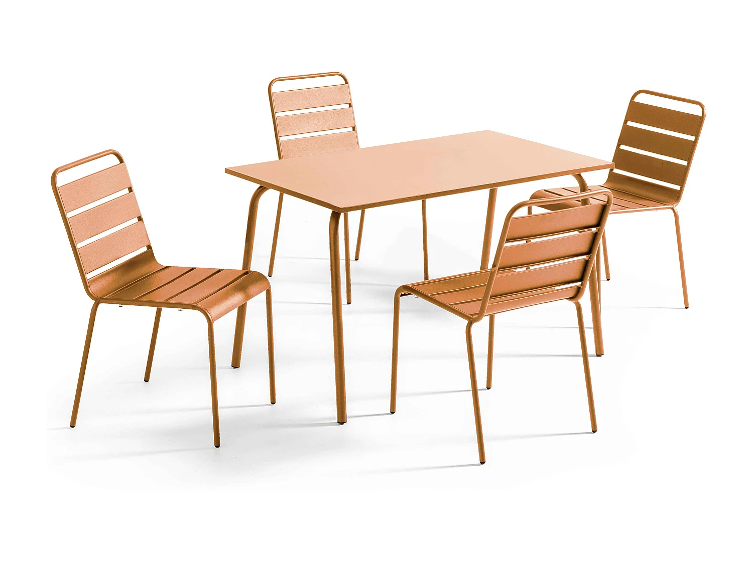 Ensemble table de jardin en métal et 4 chaises Caramel - Palavas