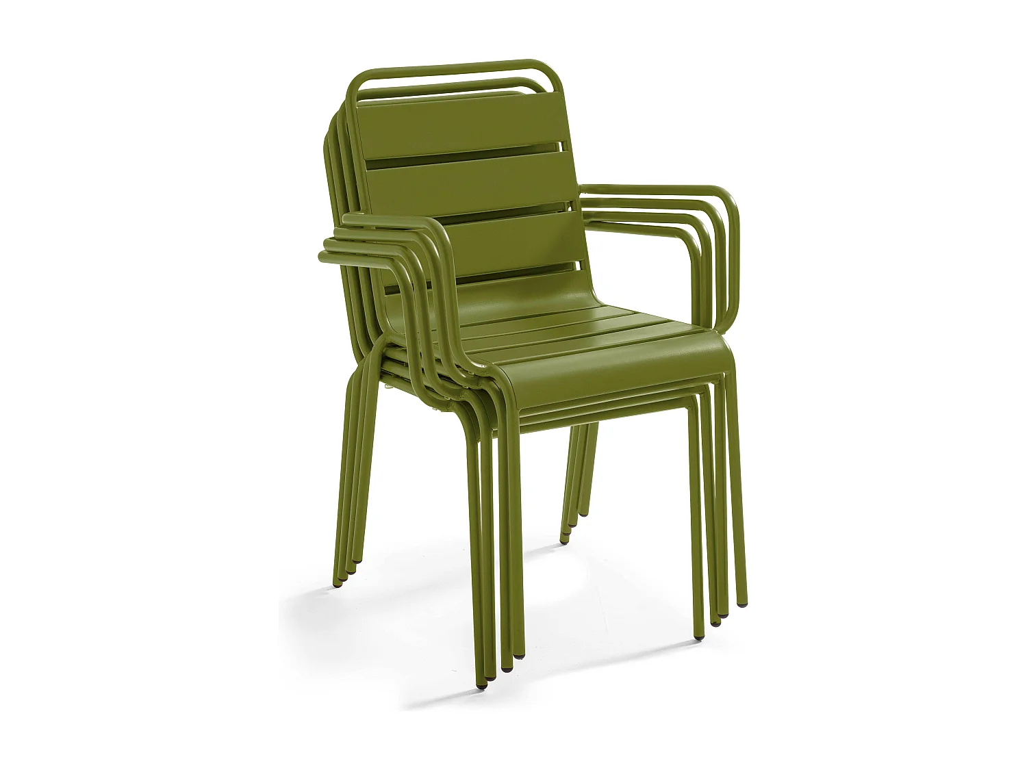 Ensemble table de jardin et 4 fauteuils en métal Vert Kaki - Palavas