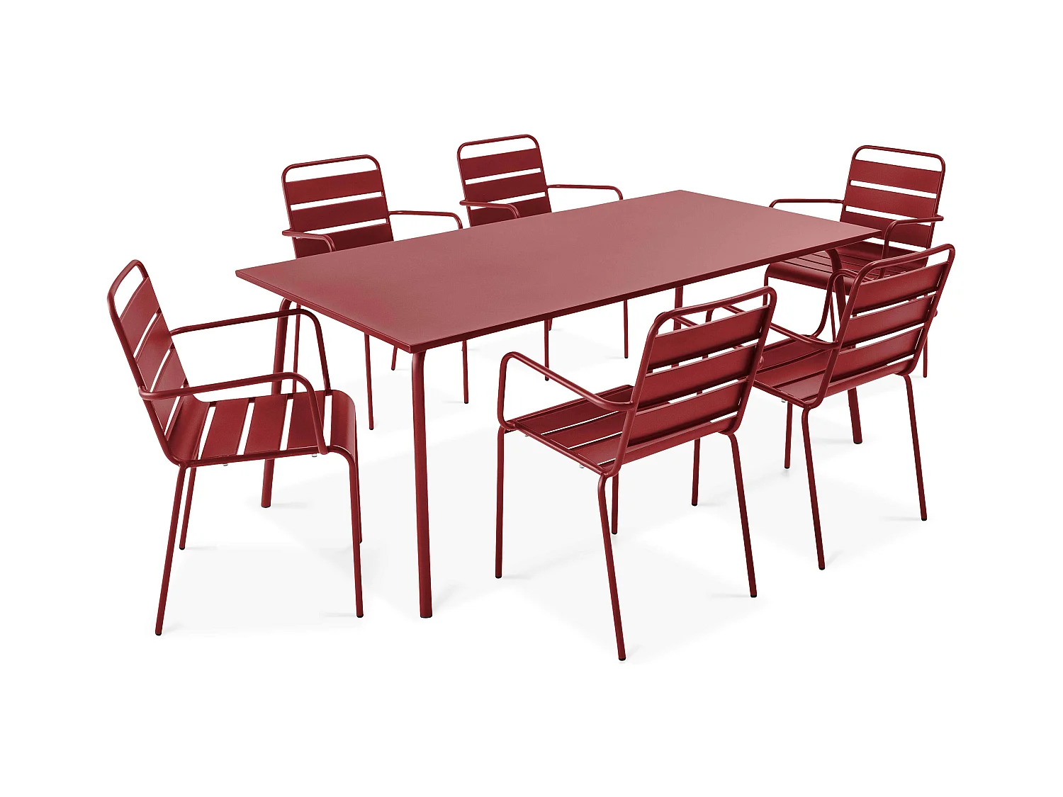 Ensemble table de jardin et 6 fauteuils en métal Pourpre - Palavas