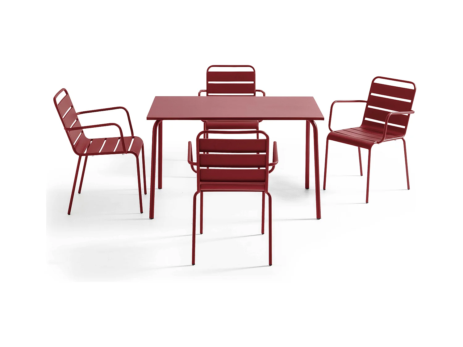 Ensemble table de jardin et 4 fauteuils en métal  Pourpre - Palavas