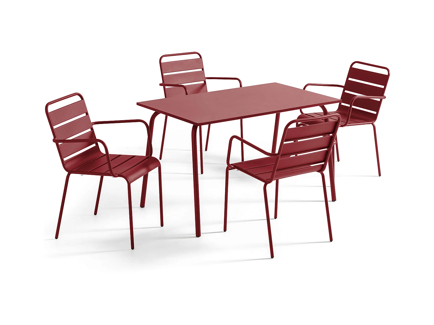 Ensemble table de jardin et 4 fauteuils en métal  Pourpre - Palavas