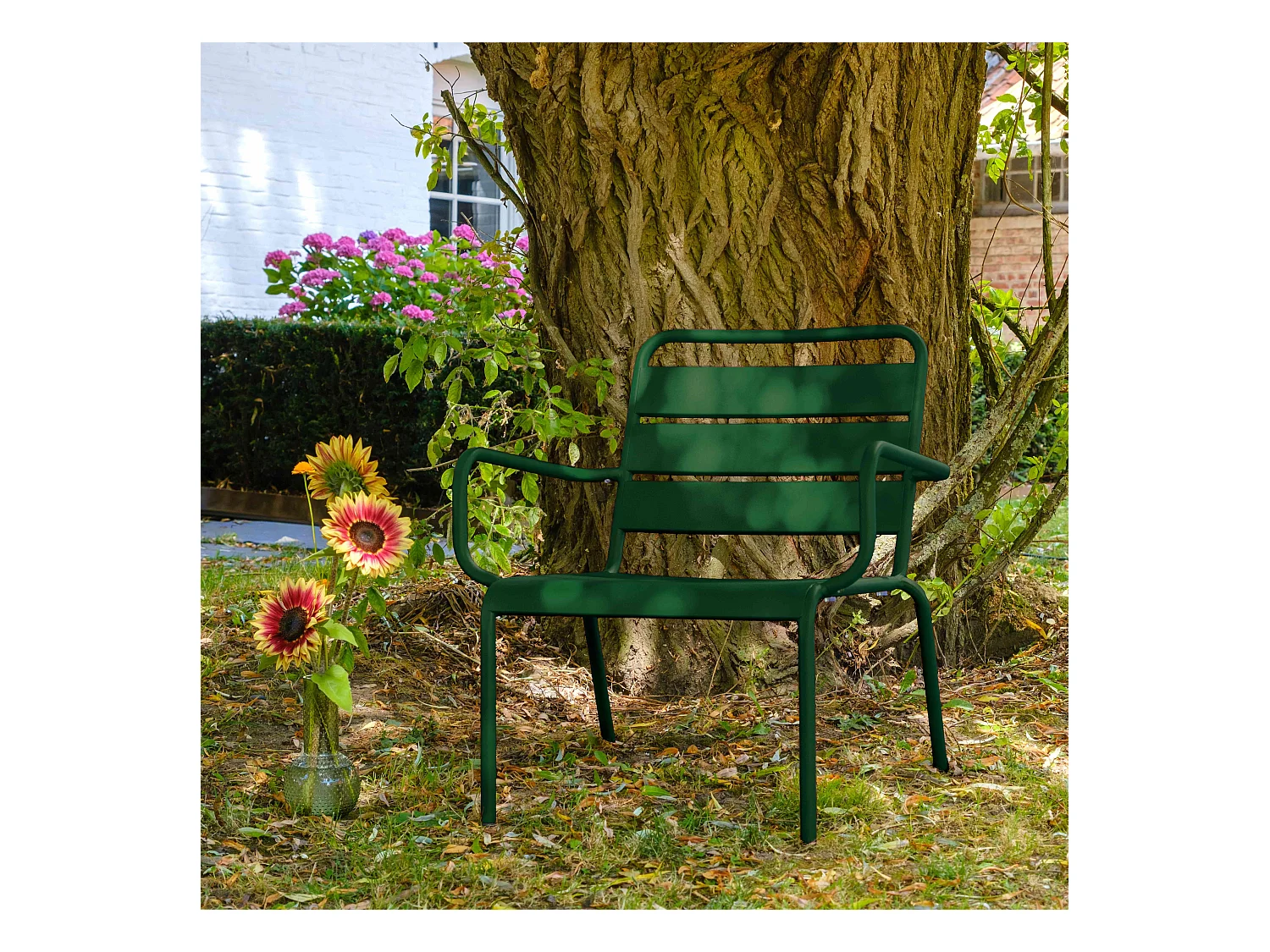 Fauteuil de jardin bas relax acier vert forêt  - Palavas