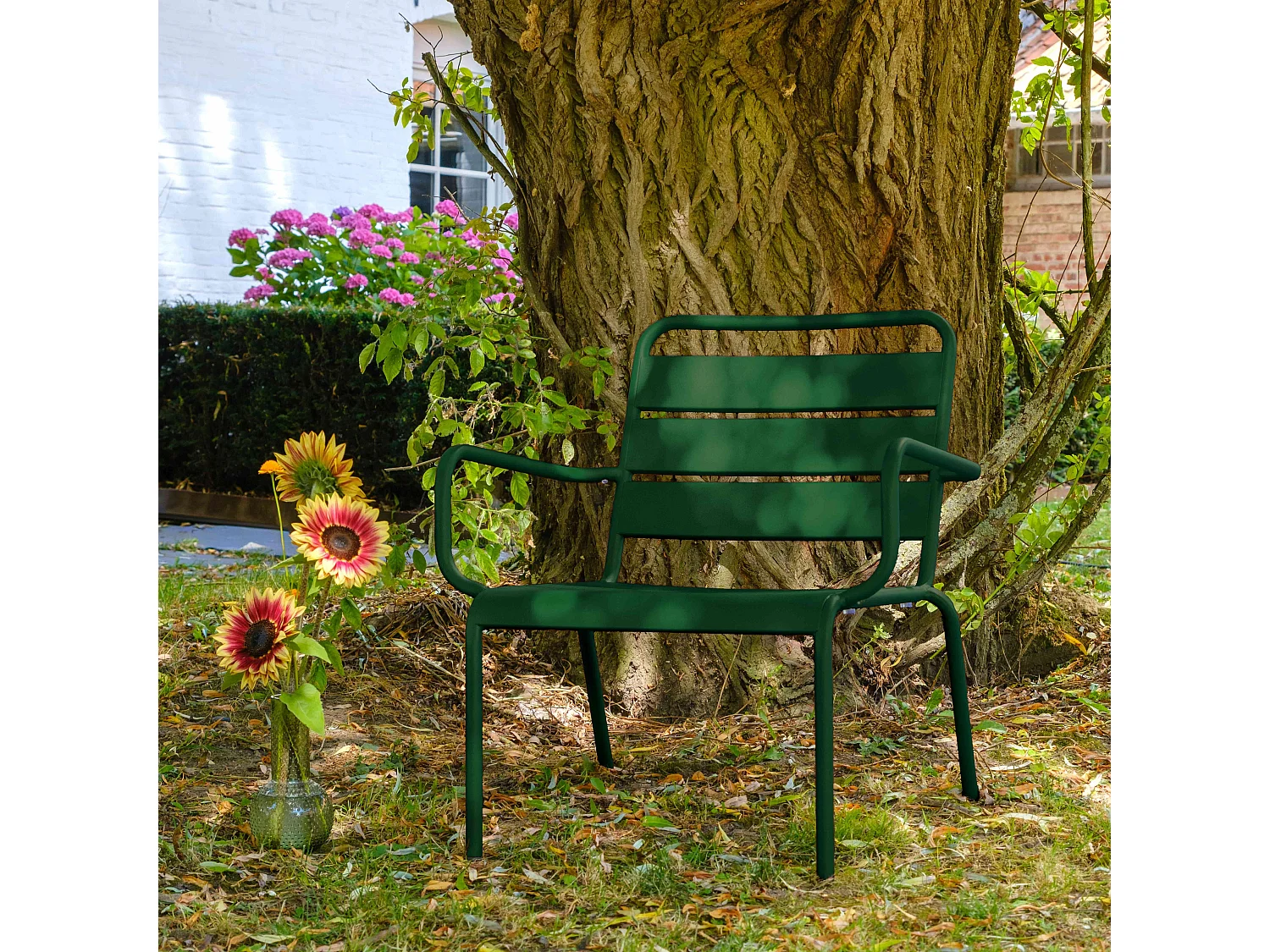 Fauteuil de jardin bas relax acier vert forêt  - Palavas
