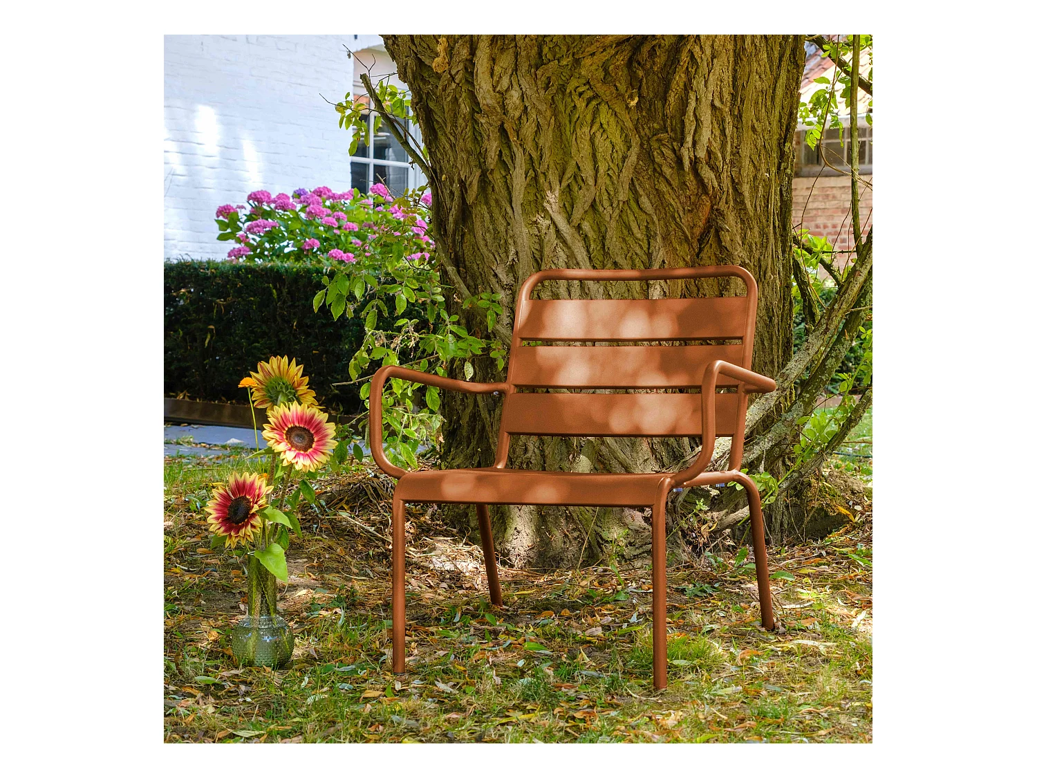 Fauteuil de jardin bas relax acier caramel - Palavas