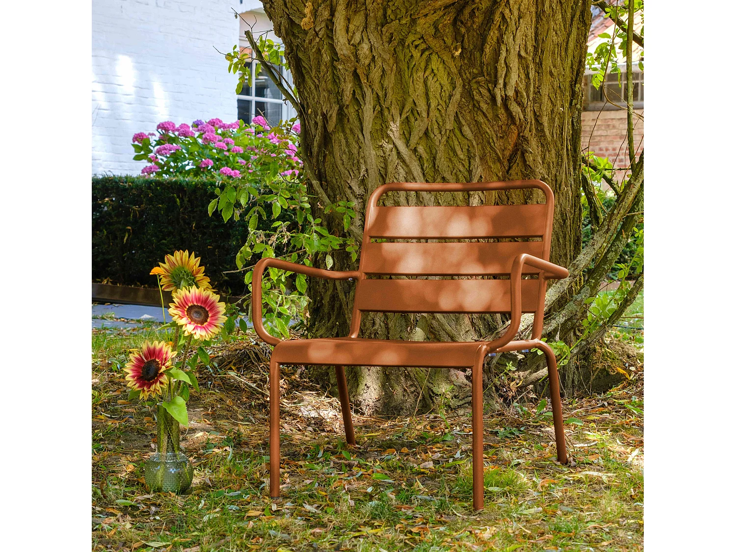 Fauteuil de jardin bas relax acier caramel - Palavas