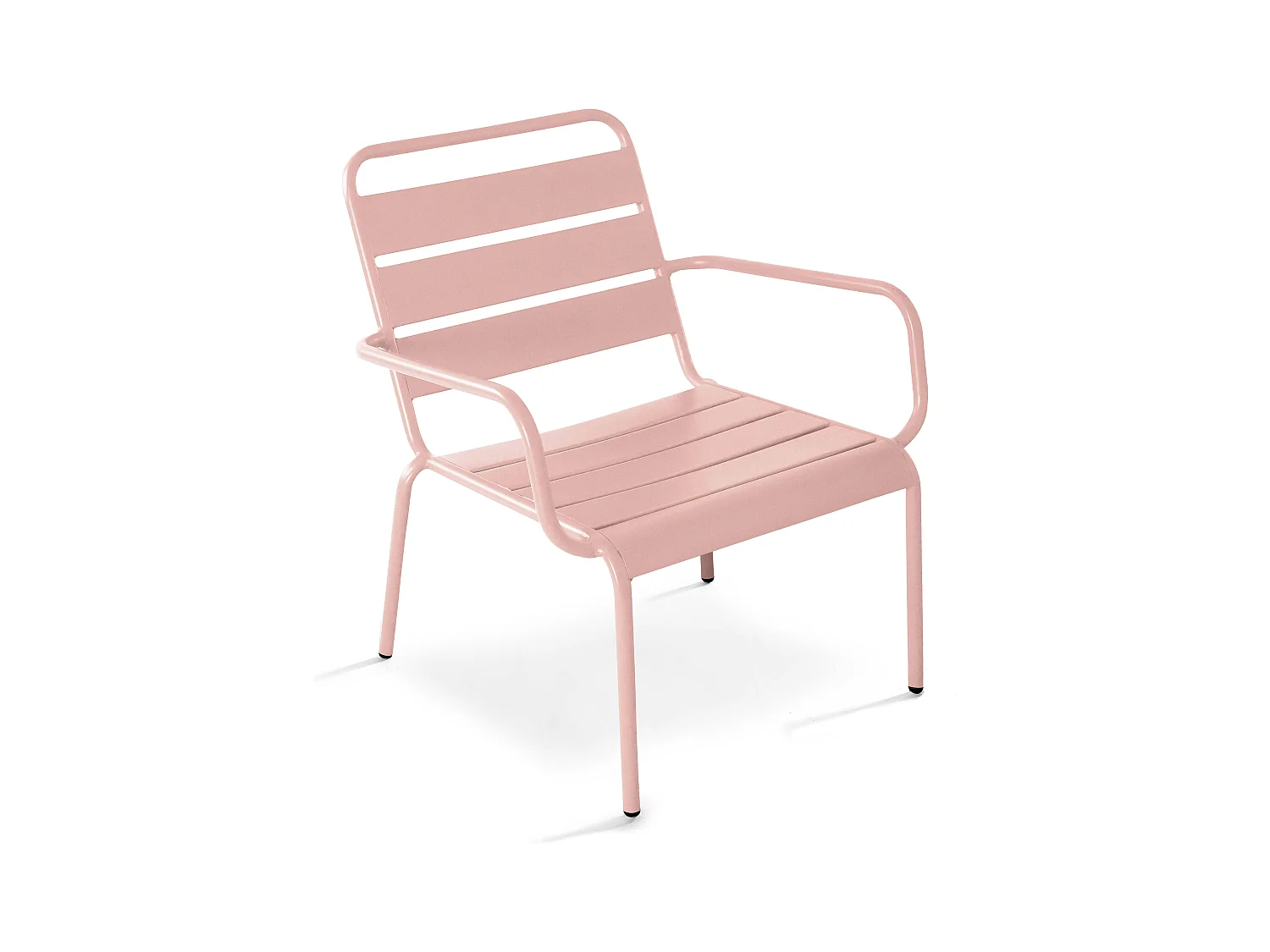 Lage roze relax tuinstoel van staal