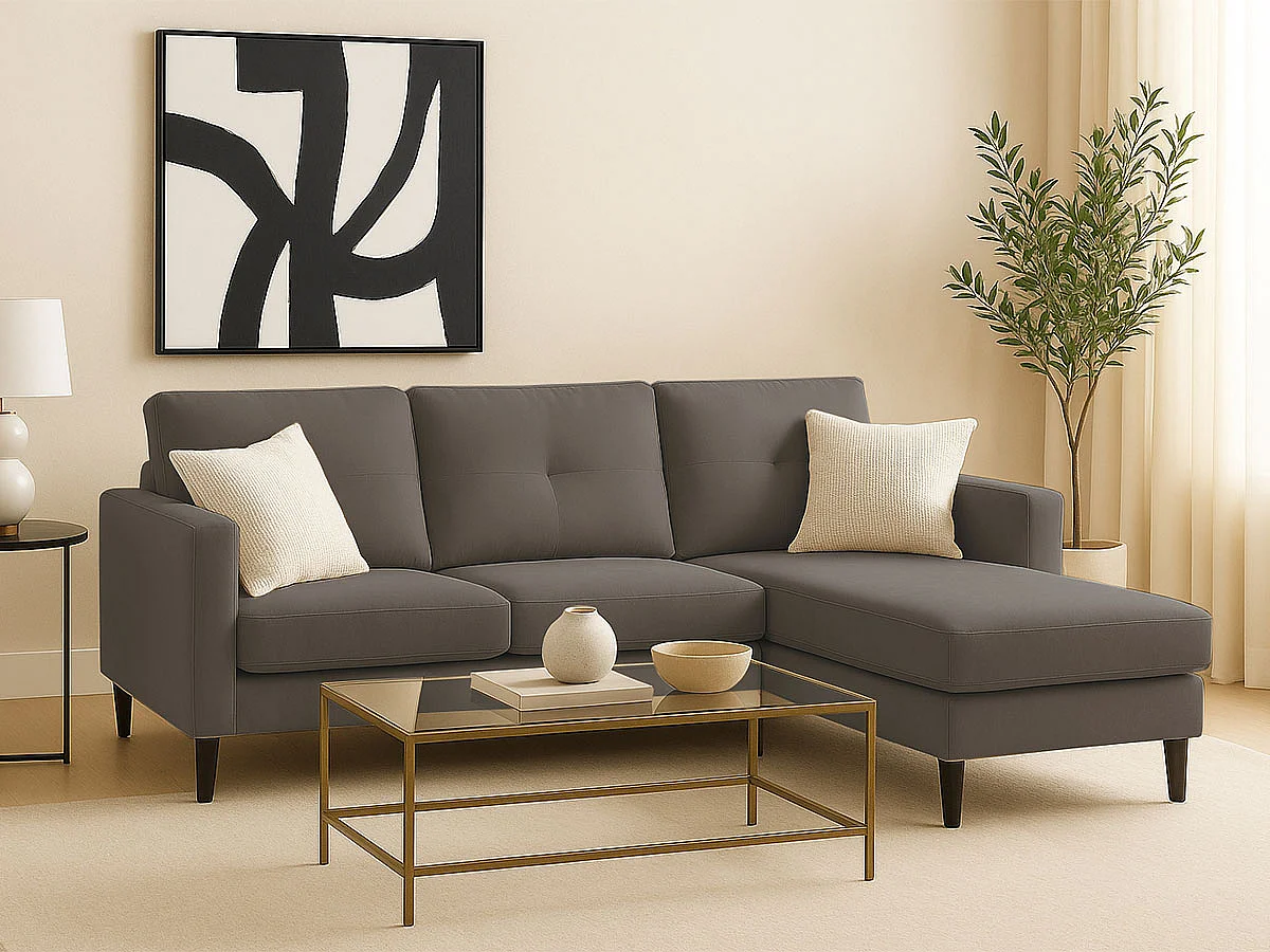 Sofá com Chaise Inter (Cinza Escuro)