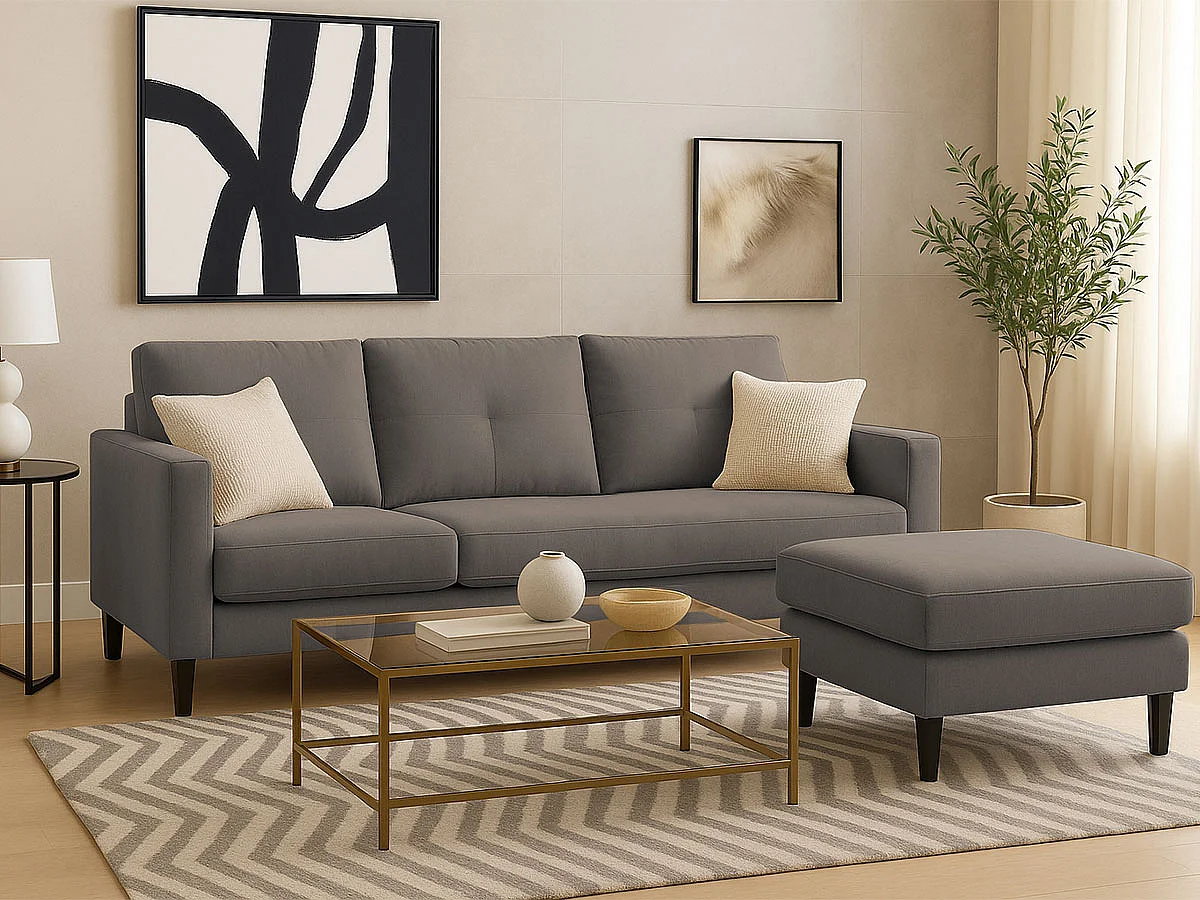 Sofá com Chaise Inter (Cinza Escuro)