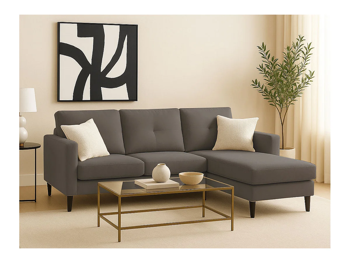 Sofá com Chaise Inter (Cinza Escuro)