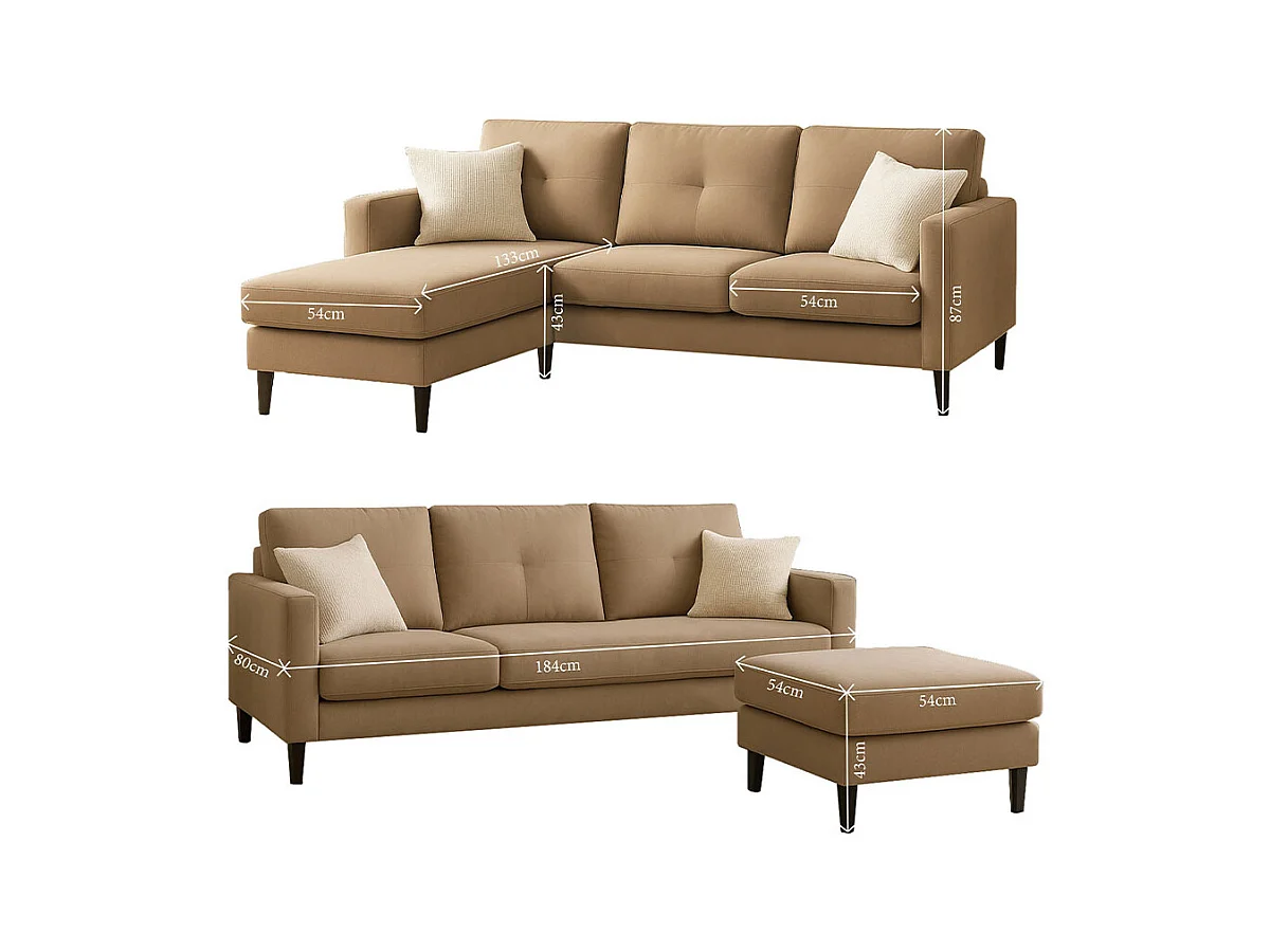 Sofá com Chaise Inter (Bege)