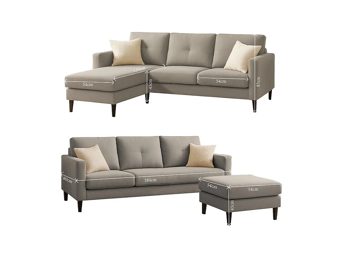 Sofá com Chaise Inter (Cinza)