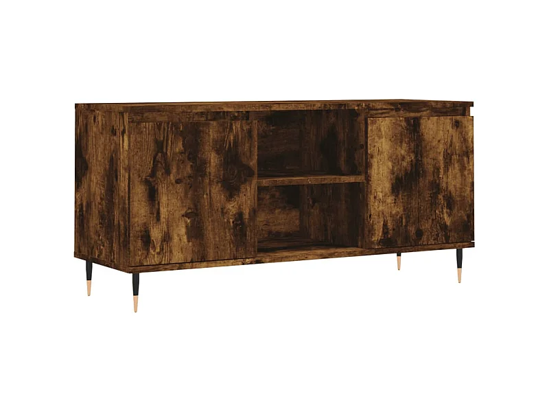 Meuble TV multimédia étagère bois marron 104 x 35 x 50 cm 02_0027314