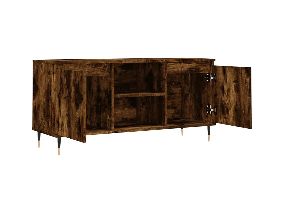 Meuble TV multimédia étagère bois marron 104 x 35 x 50 cm 02_0027314