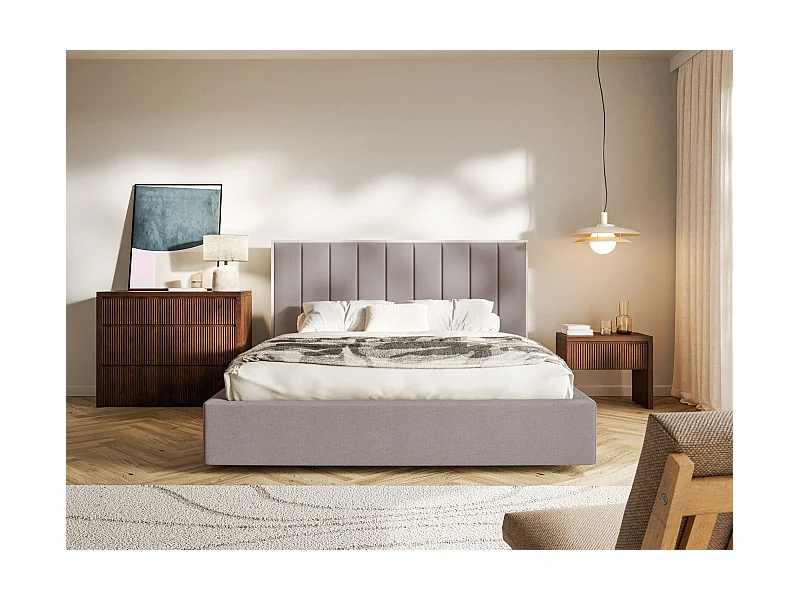 Polsterbett 160x200 mit Chenillebezug – Braun – TOGENTS