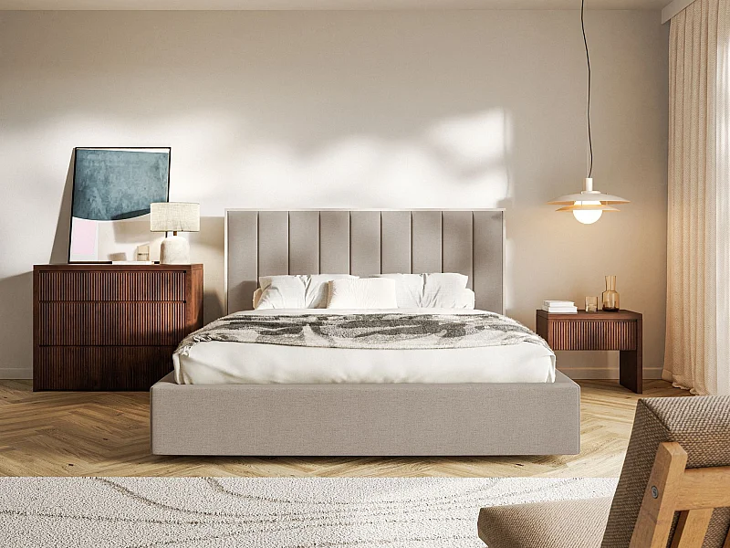 Lit tapissé160×200 - chenille - brun - TOGENTS