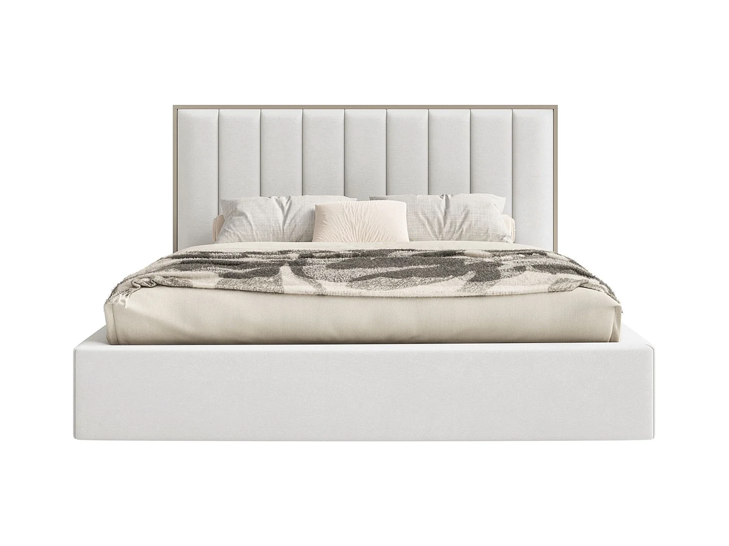 Lit tapissé avec LED 140×200 - velours - blanc- TOGENTS