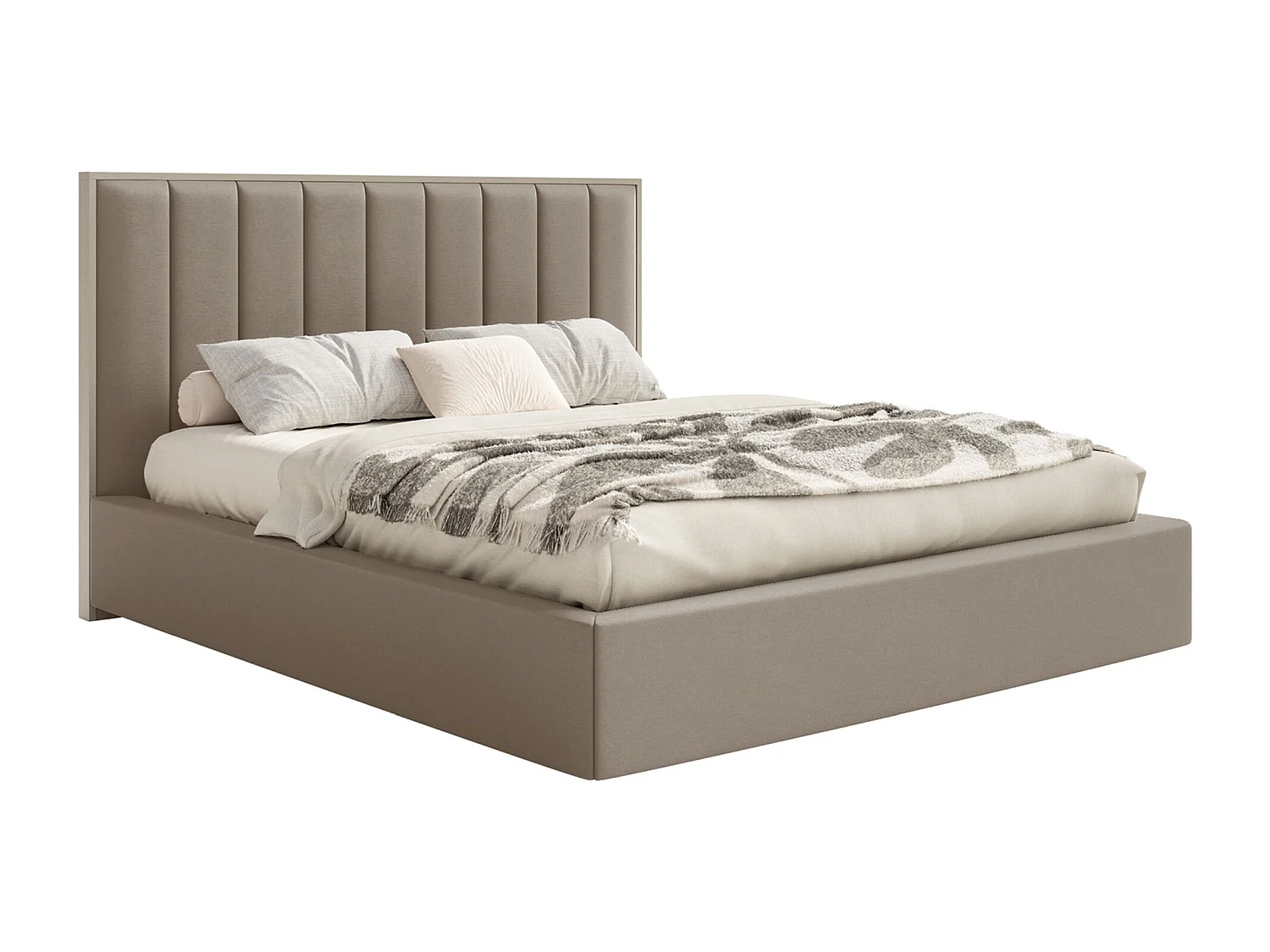 Lit tapissé avec LED 180×200 - velours - brun- TOGENTS