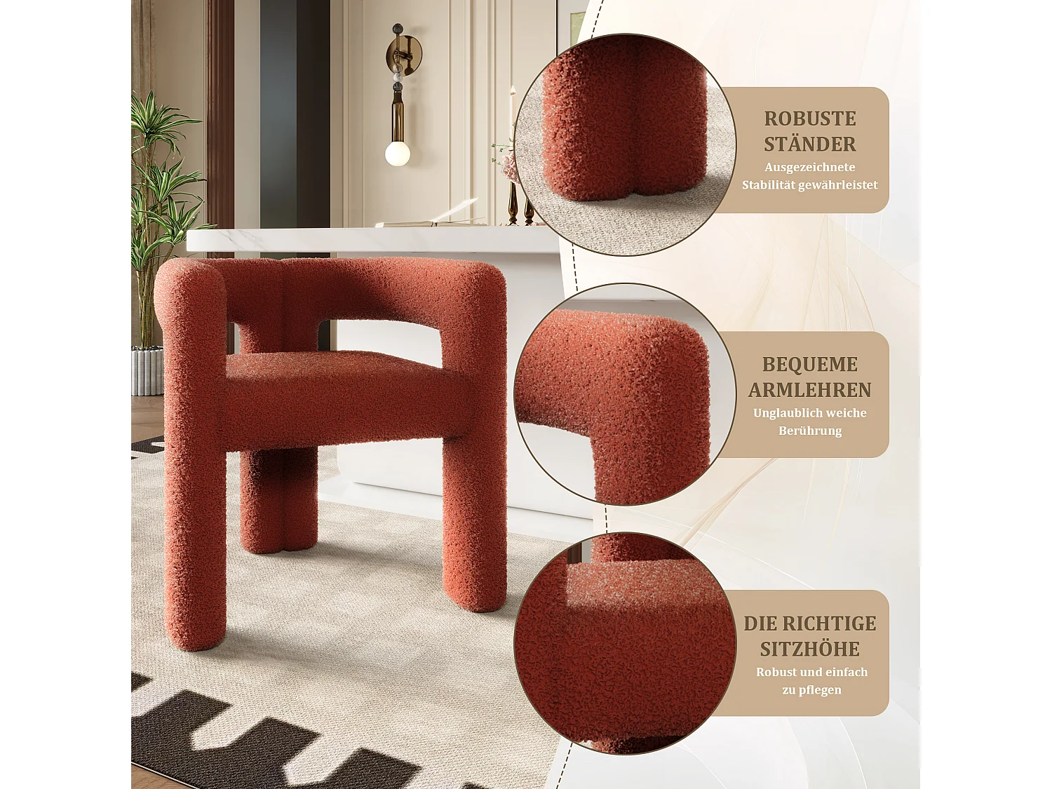 Teddy fluwelen stoel - patchwork-stijl - ideaal voor een café, woonkamer of familiediner