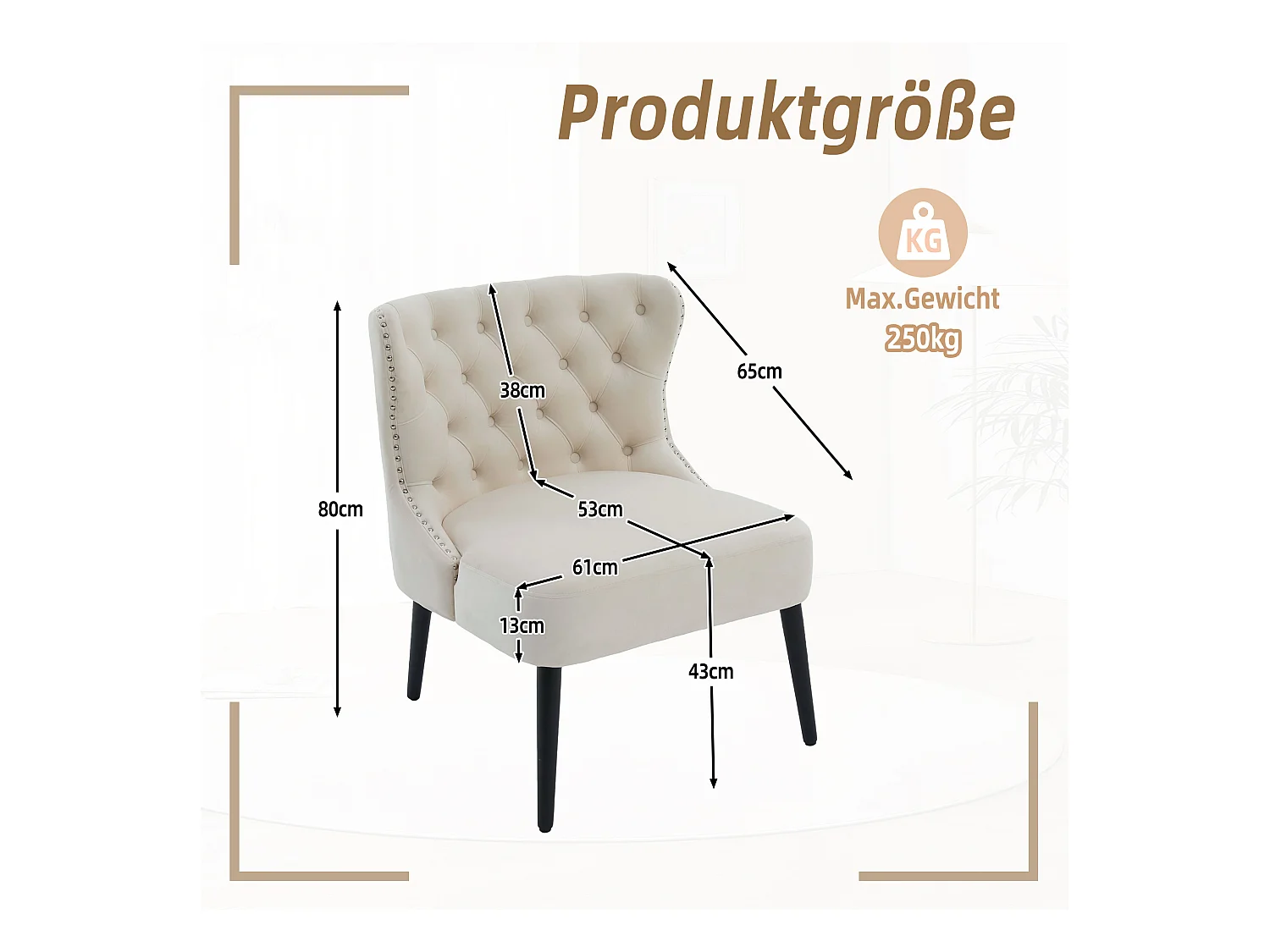 Lot de 2 Chaises de luxe en velours beige - Confort et élégance - Idéale pour salle à manger