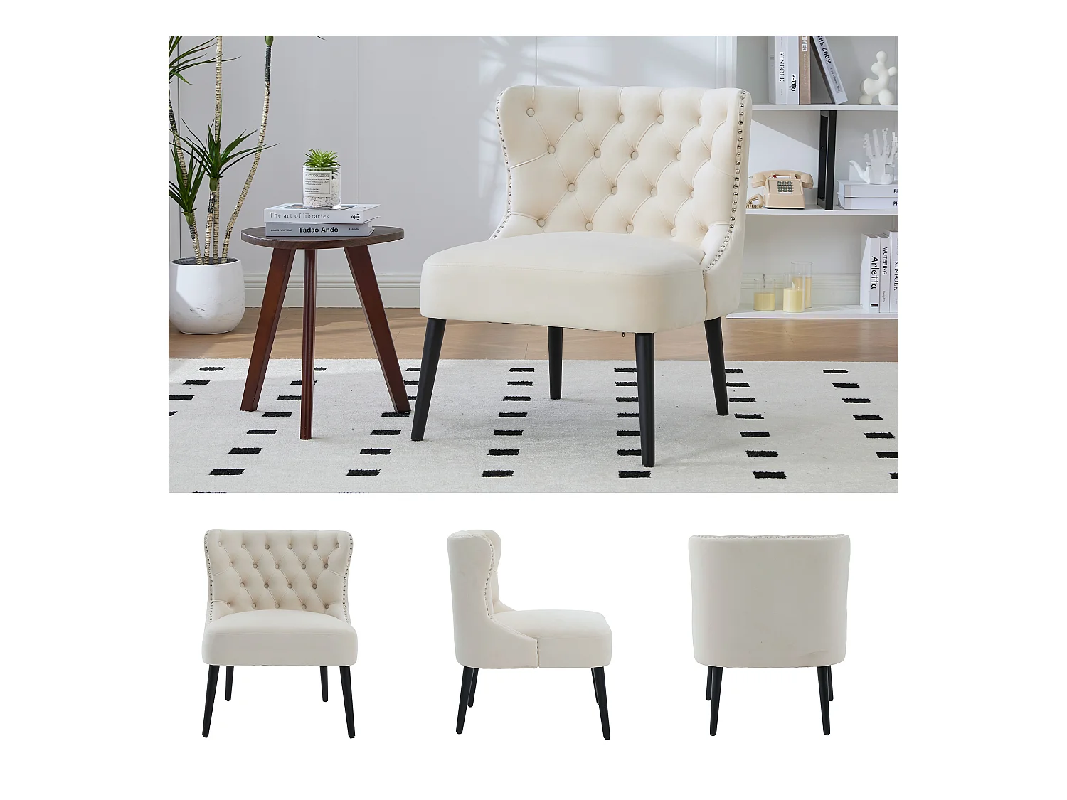 Lot de 2 Chaises de luxe en velours beige - Confort et élégance - Idéale pour salle à manger