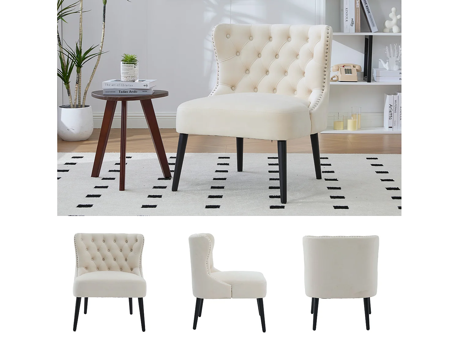 Lot de 2 Chaises de luxe en velours beige - Confort et élégance - Idéale pour salle à manger