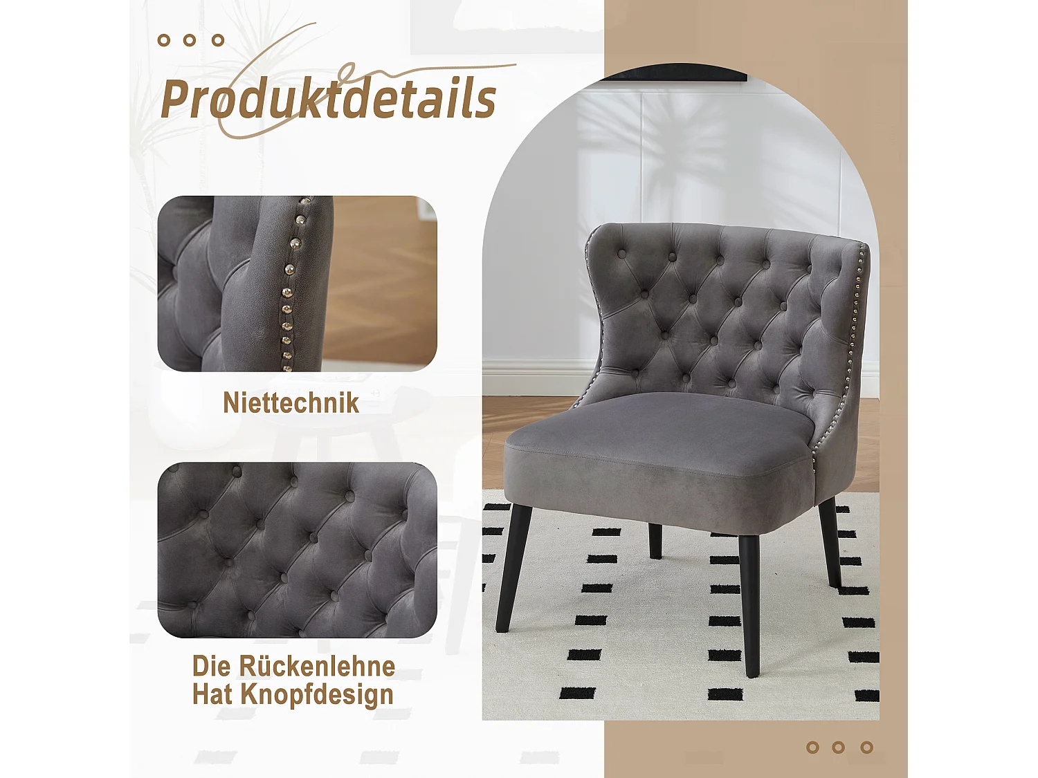 Lot de 2 Chaises de luxe en velours Gris - Confort et élégance - Idéale pour salle à manger