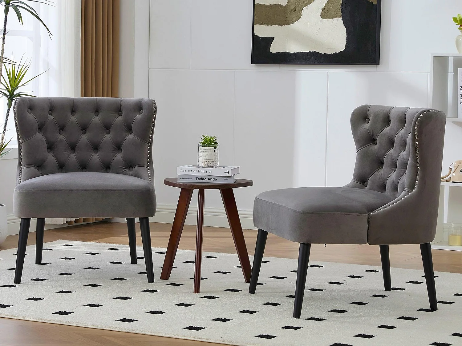 Lot de 2 Chaises de luxe en velours Gris - Confort et élégance - Idéale pour salle à manger