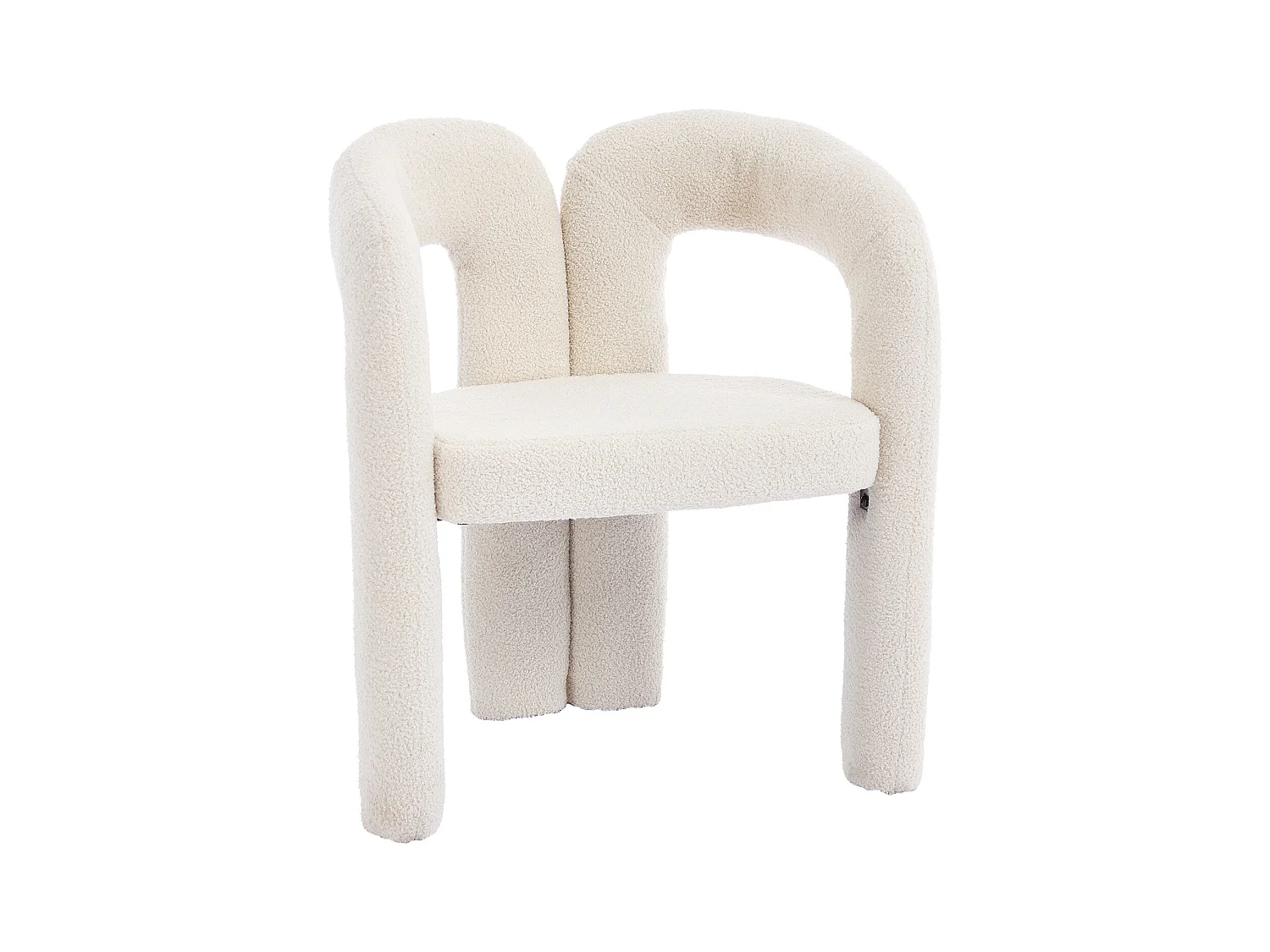 Lot de 2 chaises de salle à manger — en teddy beige — accoudoirs design à deux arcs - élégant et confortable