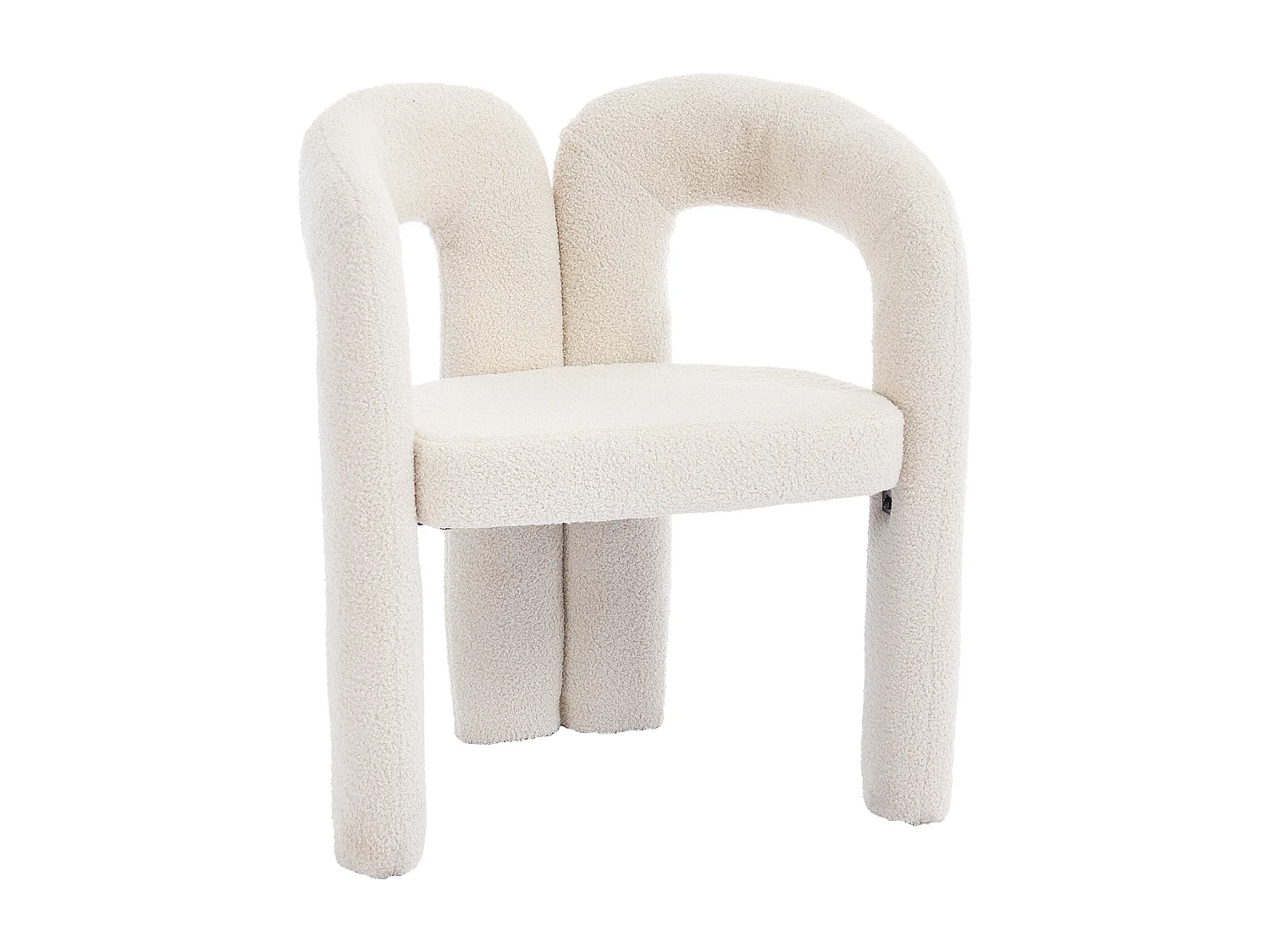 Lot de 2 chaises de salle à manger — en teddy beige — accoudoirs design à deux arcs - élégant et confortable