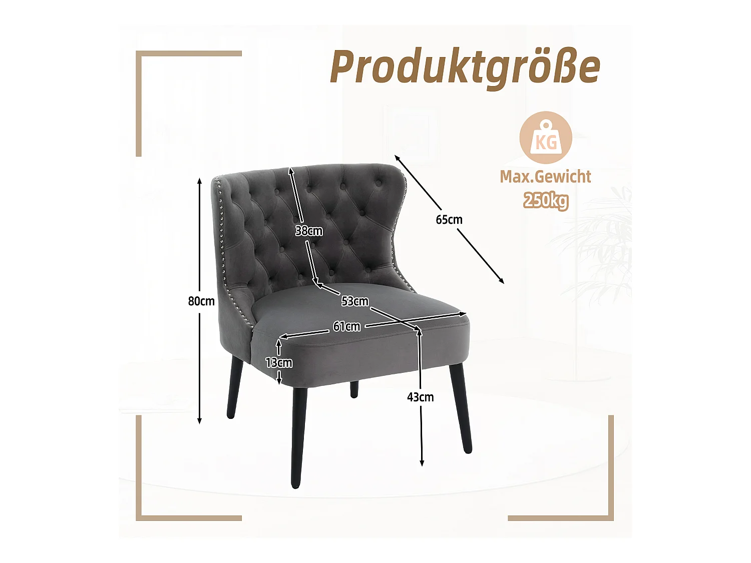 Chaise de luxe en velours Gris - Confort et élégance - Idéale pour salle à manger