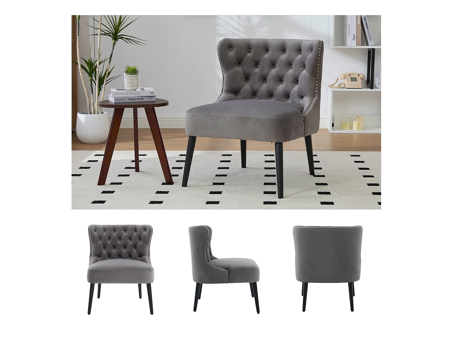 Chaise de luxe en velours Gris - Confort et élégance - Idéale pour salle à manger