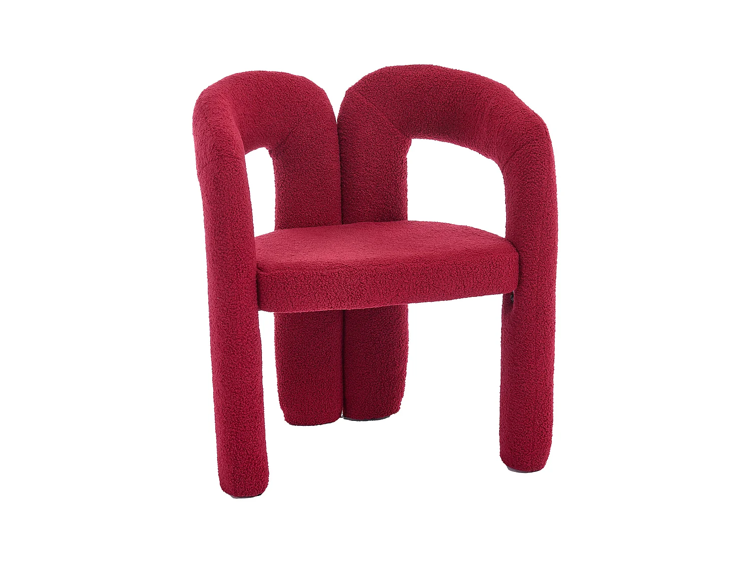 Lot de 2 chaises de salle à manger — en teddy rose poudré — accoudoirs design à deux arcs - élégant et confortable