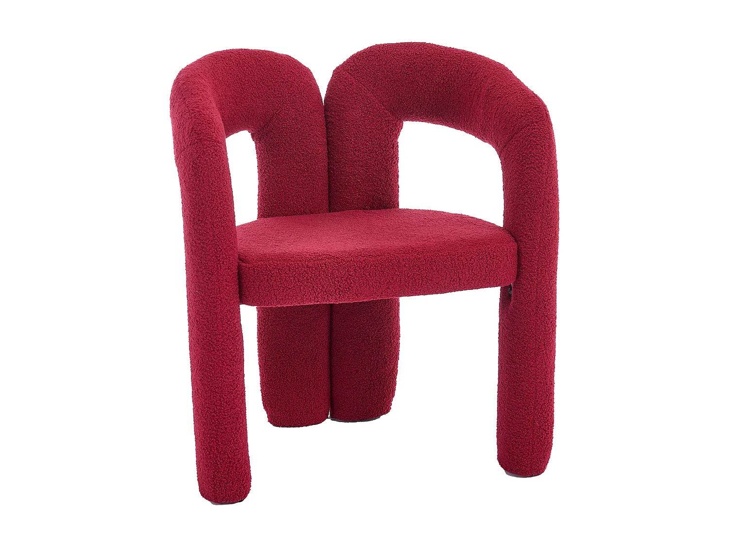 Lot de 2 chaises de salle à manger — en teddy rose poudré — accoudoirs design à deux arcs - élégant et confortable