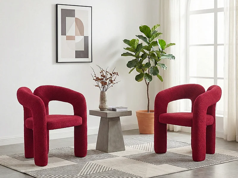 Set van 2 eetkamerstoelen - teddy - design dubbele gebogen armleuningen - elegant en comfortabel