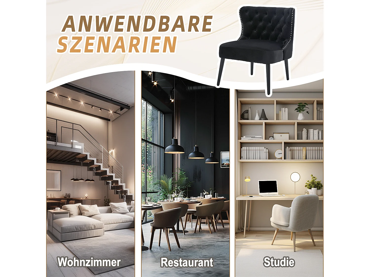 Lot de 2 Chaises de luxe en velours noir - Confort et élégance - Idéale pour salle à manger