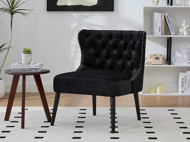Chaise de luxe en velours noir - Confort et élégance - Idéale pour salle à manger