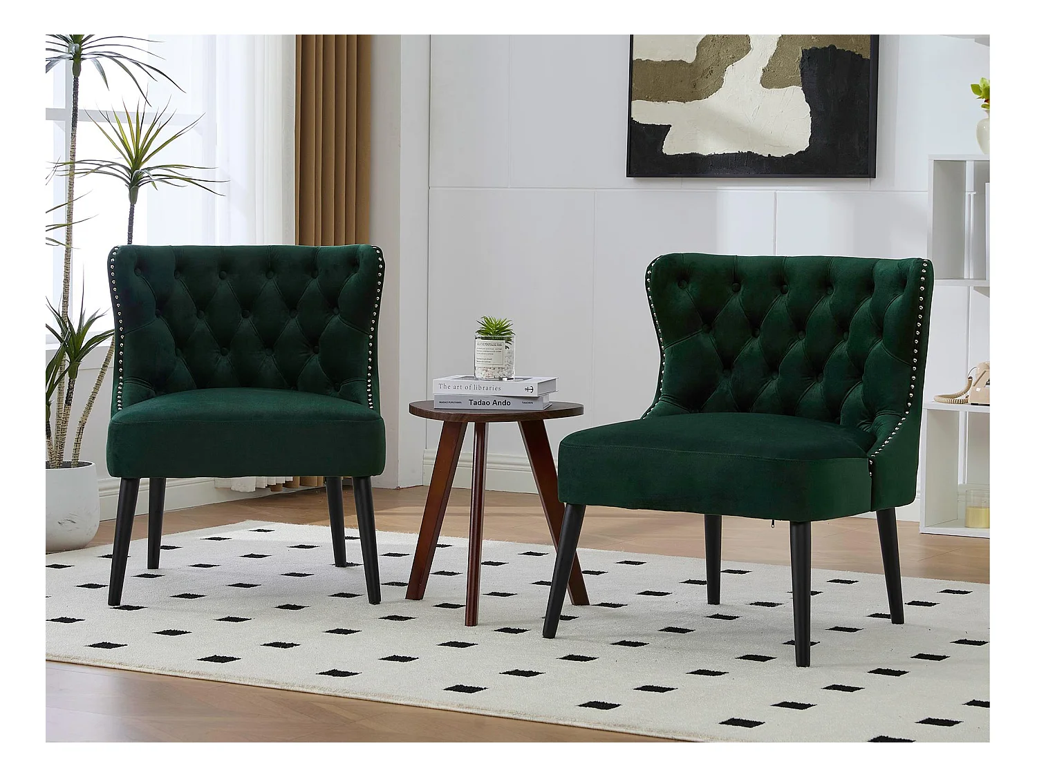 Lot de 2 Chaises de luxe en velours Vert - Confort et élégance - Idéale pour salle à manger