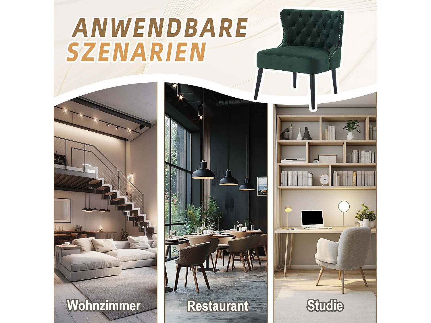 Lot de 2 Chaises de luxe en velours Vert - Confort et élégance - Idéale pour salle à manger