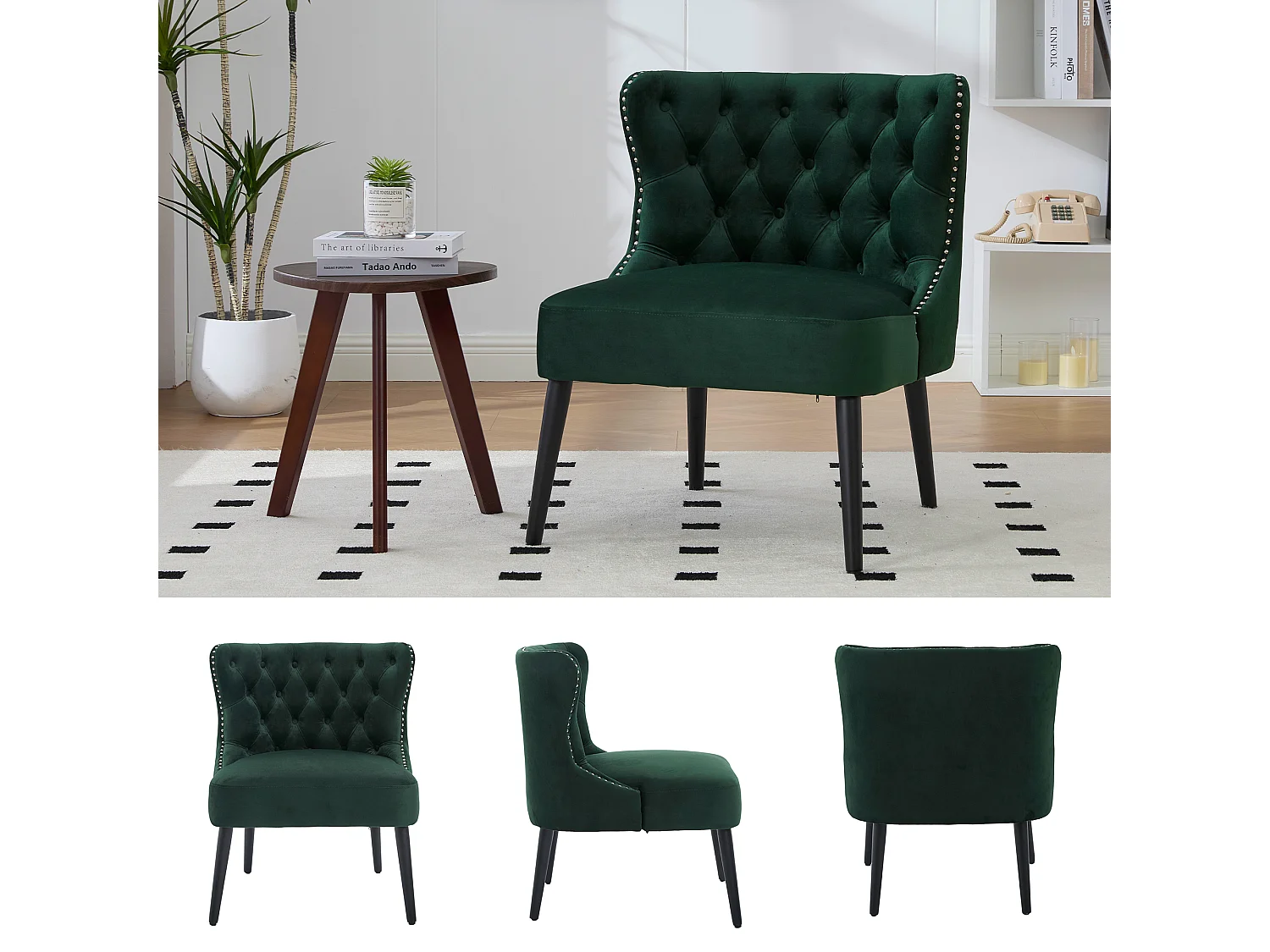 Lot de 2 Chaises de luxe en velours Vert - Confort et élégance - Idéale pour salle à manger